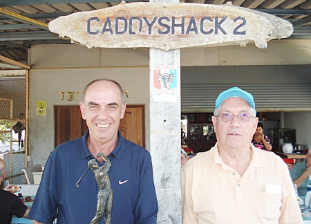 Ciano Glavina, left, with Don Goins, right, after last week’s round at Pattaya Country Club.